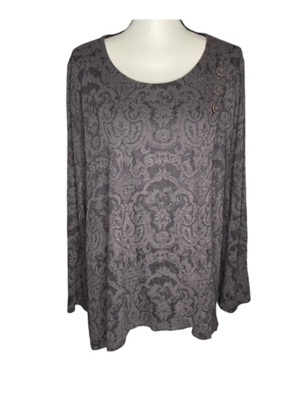 Habitat Long Sleeve Brocade Fabric Button Shoulder Detail Top Size XL